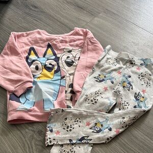 Kids Cartoon Character Pink and Gray Matching Set